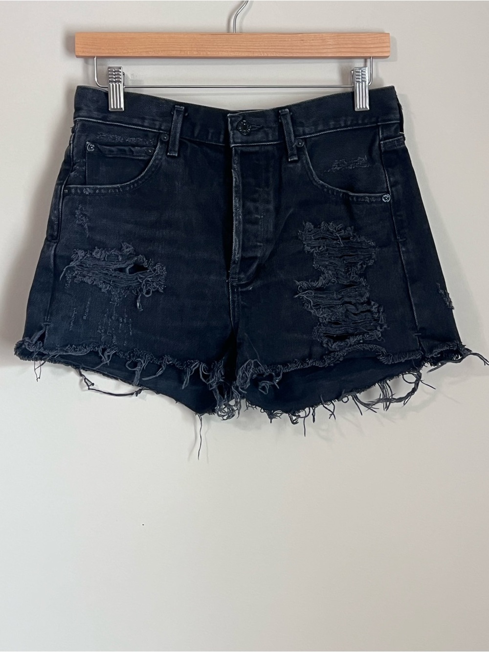 Agolde Denim Shores Jean Distressed Black Size 28 Cotton‎